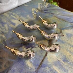 Vintage Set of Silver Plated Eggplant Knife Rests